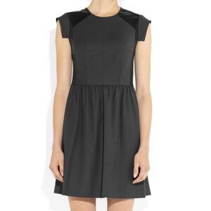 Rebecca Taylor fit and flare dress with perforated leather detail.